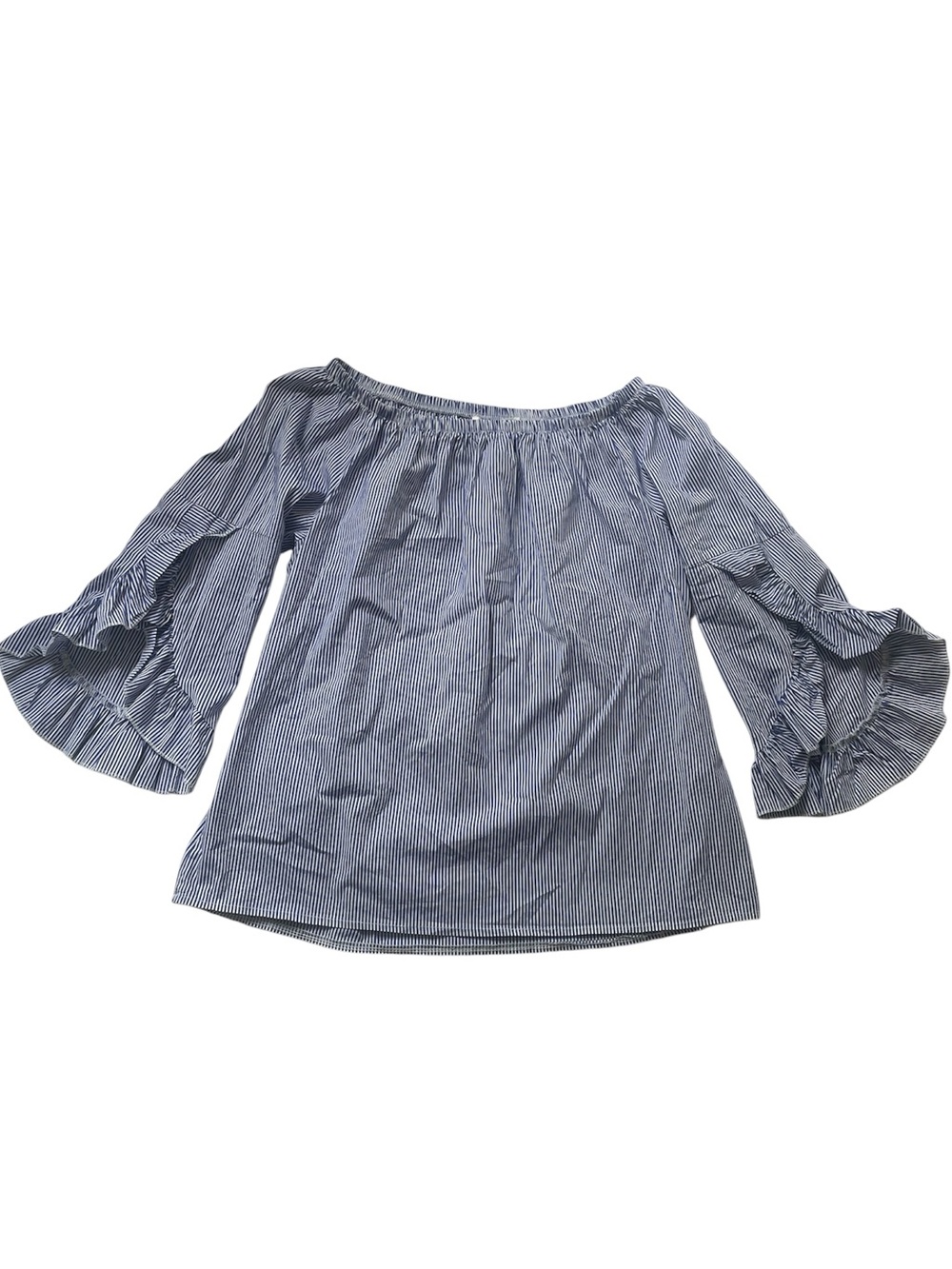 Carla Venturi off the shoulder blue and white stripe cotton blouse size small